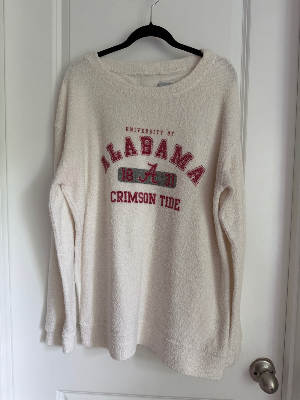 University of Alabama Cream Crimson Tide Terrycloth Sweatshirt